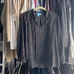 Flouncy black/white blouse: Cece’s size small